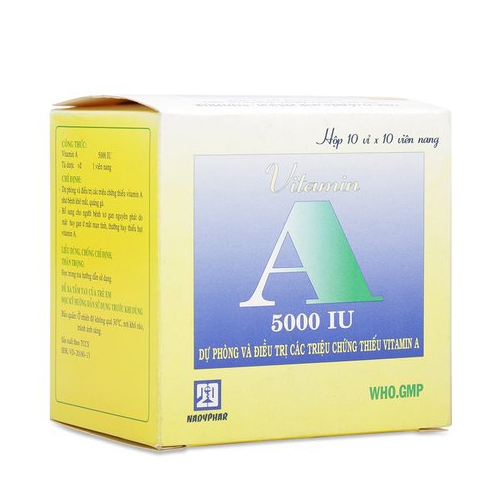 Vitamin A 5000IU Nadyphar, Chai 80 viên