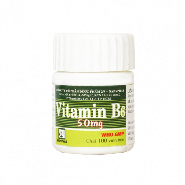 Vitamin B6 50mg Nadyphar, Chai 100 viên