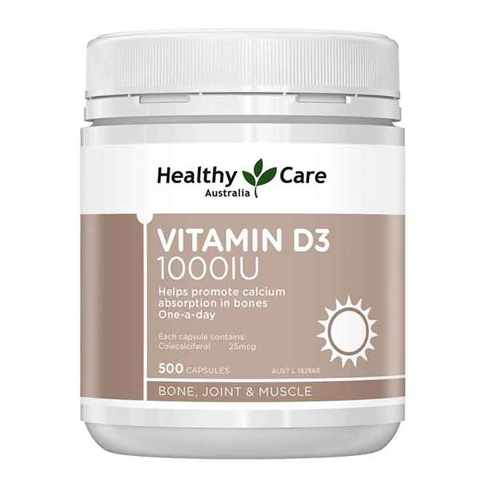 Vitamin D3 1000IU healthy care 500 viên chống loãng xương