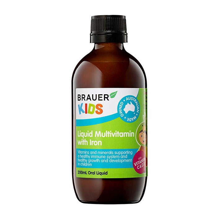 Vitamin tổng hợp bổ sung Sắt Brauer Kids Liquid Multivitamin with Iron 200ml