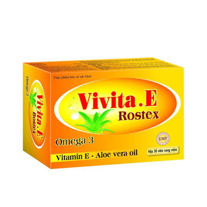 Tpbvsk Vitamin E giúp chống Oxy hóa và làm đẹp da Vivita.e Rostex Omega 3, Hộp 30 viên