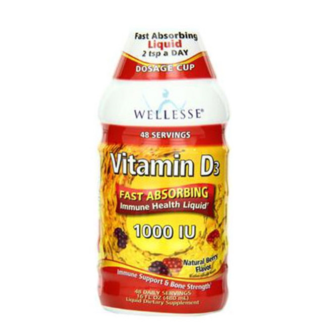 Wellesse Vitamin D3 Liquid 1000 IU giúp xương chắc khỏe, tăng cường hệ miễn dịch 480ml