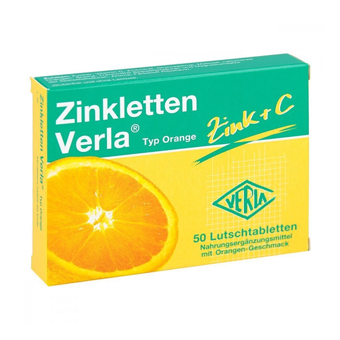 Zinkletten Verla Zinc + C Typ Orange 2 vỉ x 25 viên - Viên ngậm bổ sung Kẽm và Vitamin C